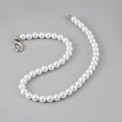 Simple Style Round Stainless Steel Beaded Pendant Necklace