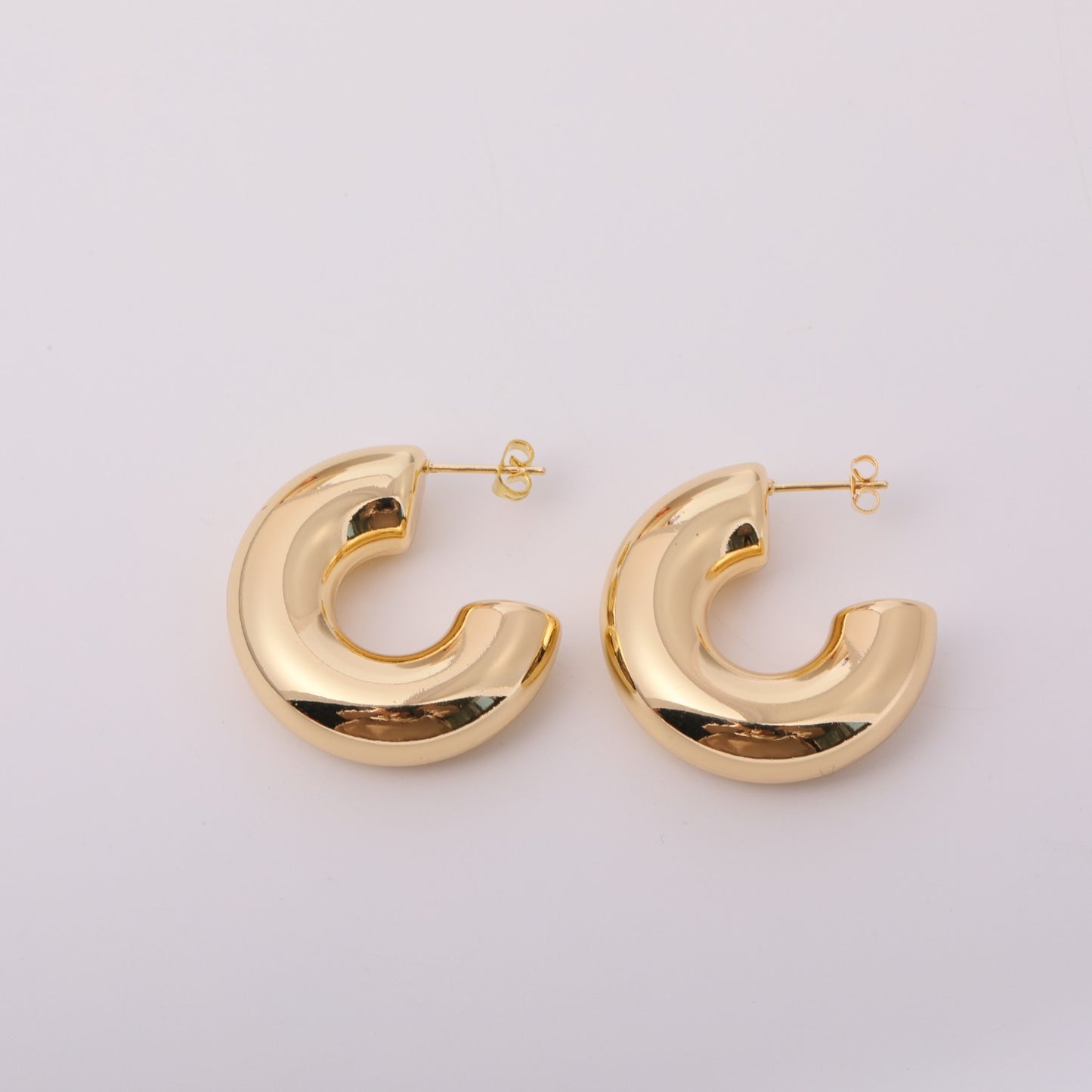 1 Pair Simple Style Solid Color Plating Stainless Steel 18k Gold Plated Ear Studs