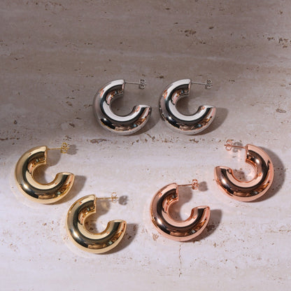 1 Pair Simple Style Solid Color Plating Stainless Steel 18k Gold Plated Ear Studs