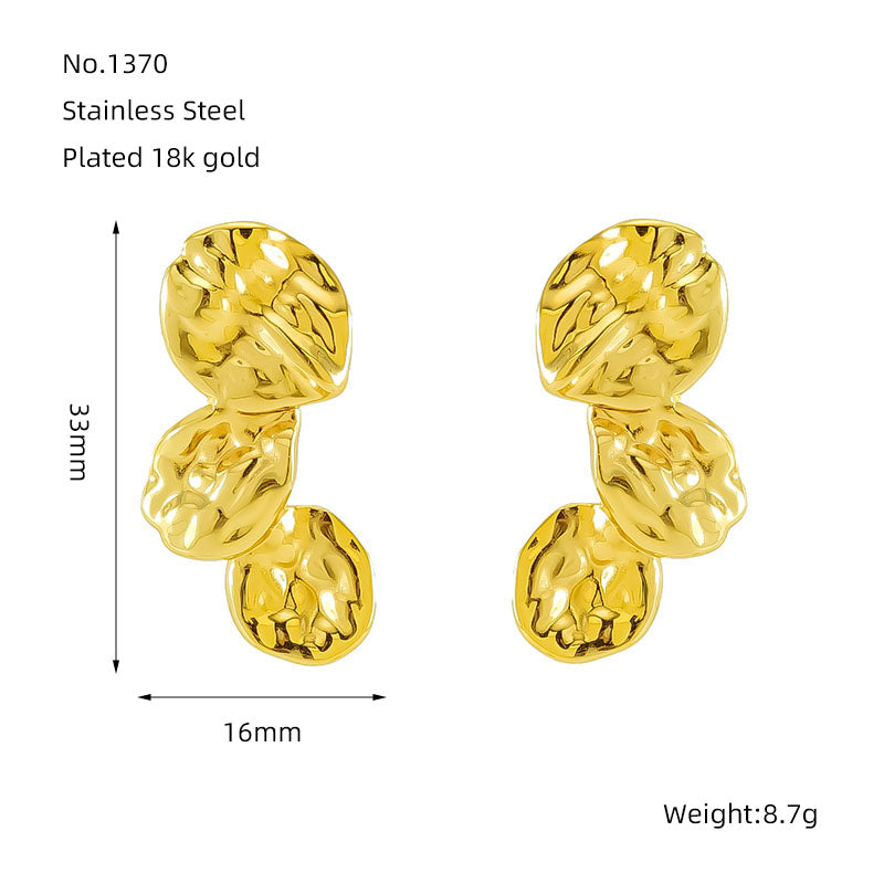 1 Pair Simple Style Commute Solid Color Plating Stainless Steel 18k Gold Plated Ear Studs