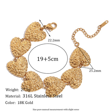 Vintage Style Simple Style Classic Style Heart Shape Stainless Steel Plating 18k Gold Plated Bracelets Earrings
