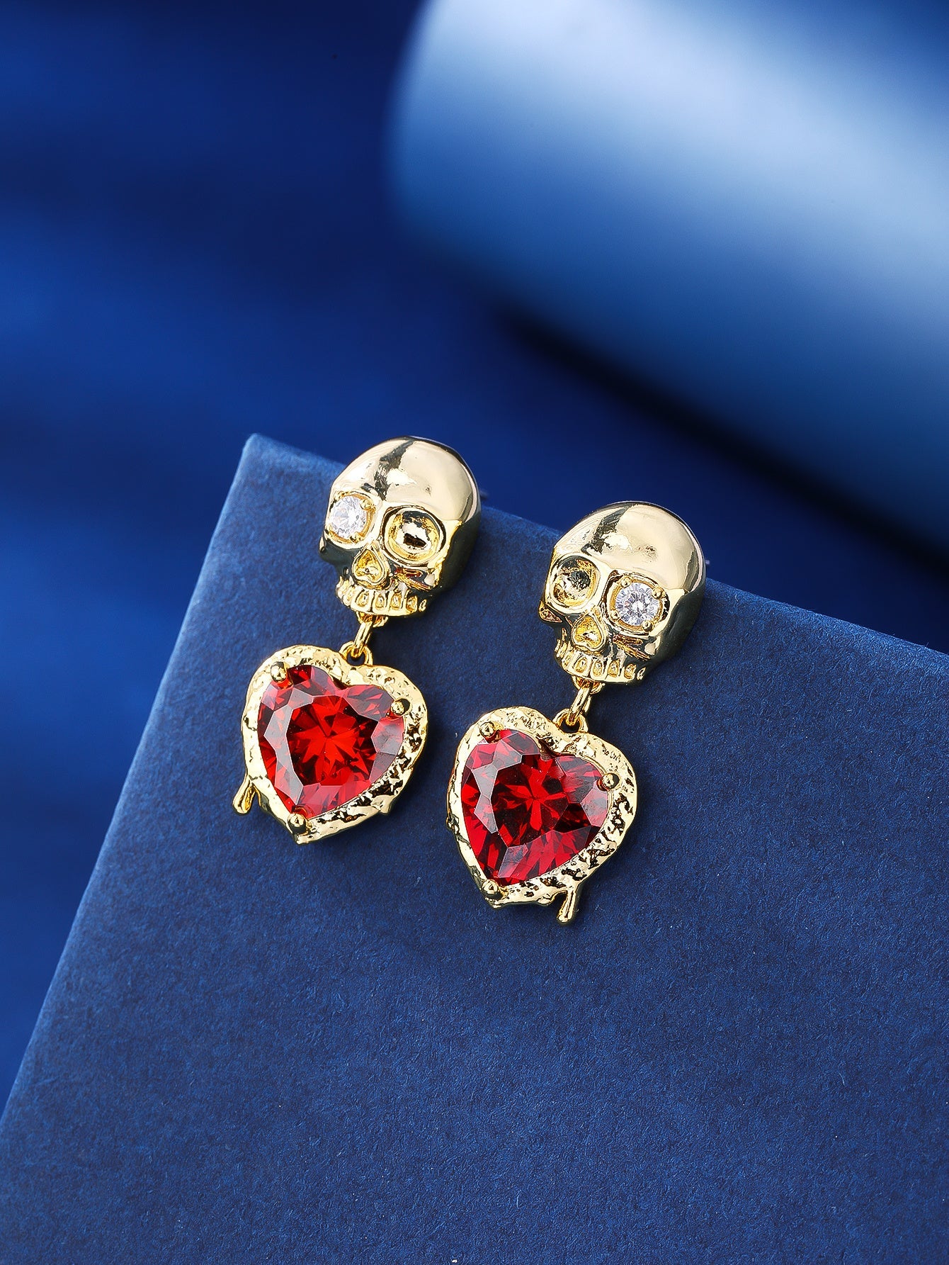 1 Pair Simple Style Skull Plating Inlay Copper Zircon 18k Gold Plated Drop Earrings