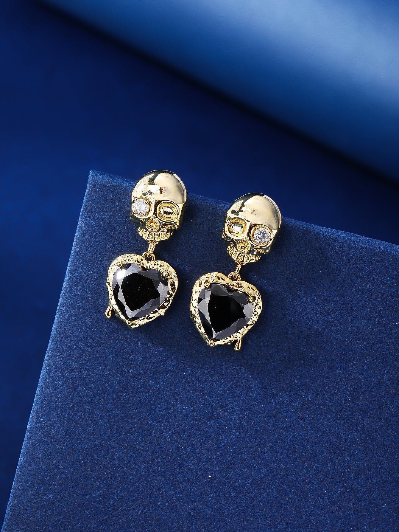 1 Pair Simple Style Skull Plating Inlay Copper Zircon 18k Gold Plated Drop Earrings