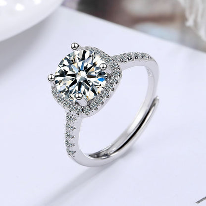 Simple Style Solid Color Copper Plating Inlay Zircon White Gold Plated Open Rings