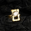 Simple Style Square Copper Asymmetrical Plating Inlay Zircon White Gold Plated Open Rings