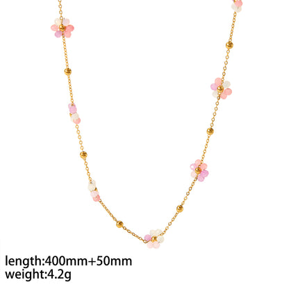 Simple Style Flower Stainless Steel Polishing Plating 18k Gold Plated Bracelets Anklet Necklace