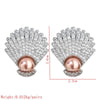 1 Pair Lady Shell Plating Inlay Copper Artificial Pearls Zircon White Gold Plated Ear Studs