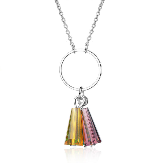 Artificial Crystal Copper Simple Style Classic Style Tassel Color Block Pendant Necklace