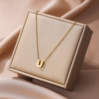 Elegant Simple Style Letter Copper Plating 18k Gold Plated Pendant Necklace