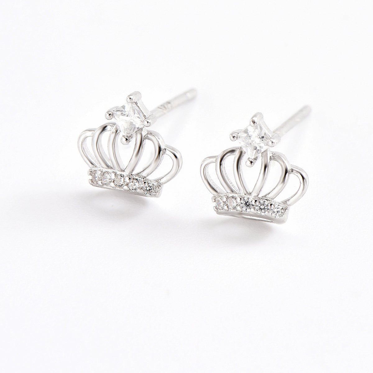 1 Pair Simple Style Oval Water Droplets Crown Sterling Silver Earrings