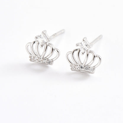 1 Pair Simple Style Oval Water Droplets Crown Sterling Silver Earrings