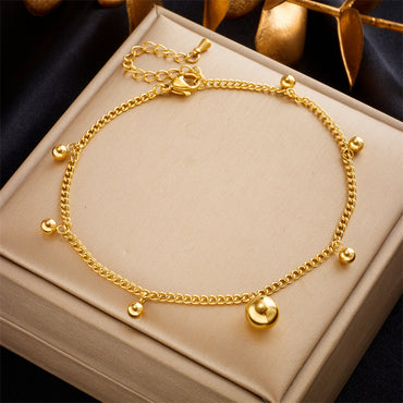 Vintage Style Solid Color Titanium Steel Plating 18k Gold Plated Women's Anklet