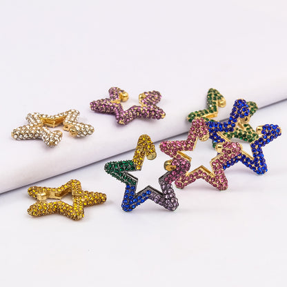 Fashion Rainbow Color Rhinestone Star Stud Earrings