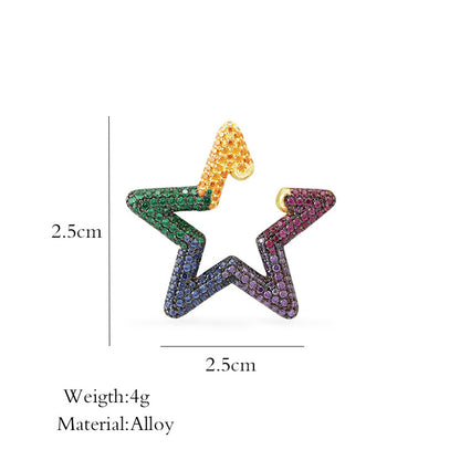 Fashion Rainbow Color Rhinestone Star Stud Earrings