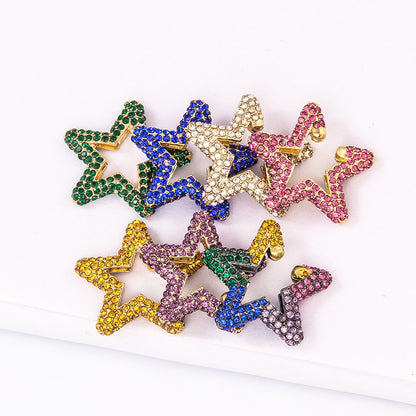 Fashion Rainbow Color Rhinestone Star Stud Earrings