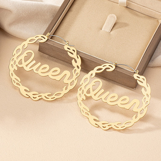 1 Pair Ig Style Exaggerated Geometric Letter Plating Alloy Gold Plated Hoop Earrings