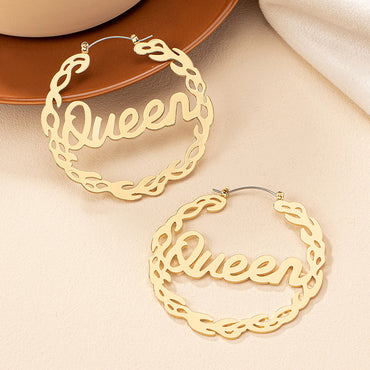 1 Pair Ig Style Exaggerated Geometric Letter Plating Alloy Gold Plated Hoop Earrings