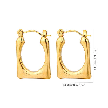 1 Pair Retro Geometric Titanium Steel Gold Plated Earrings