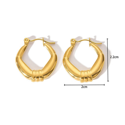 1 Pair Retro Geometric Titanium Steel Gold Plated Earrings