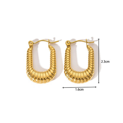 1 Pair Retro Geometric Titanium Steel Gold Plated Earrings