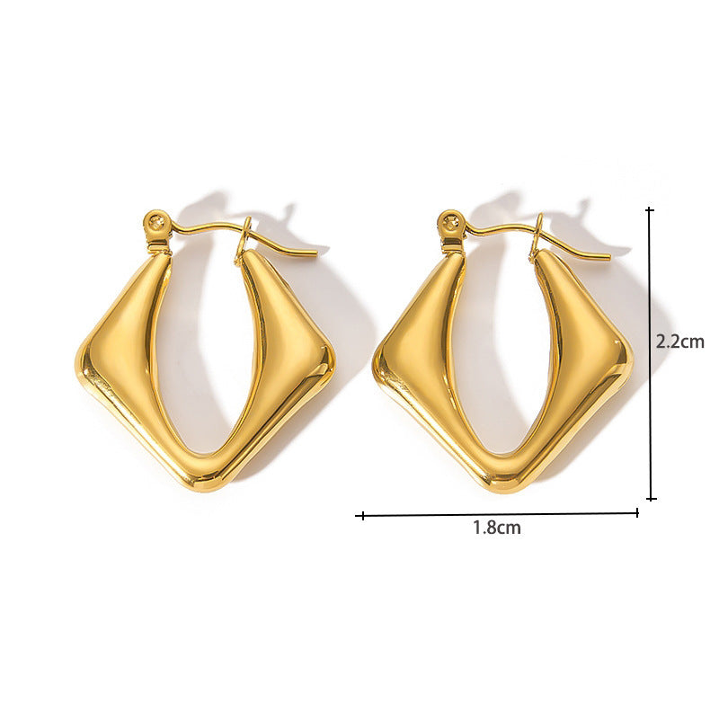 1 Pair Retro Geometric Titanium Steel Gold Plated Earrings