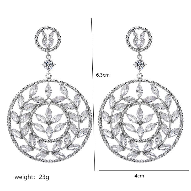 1 Pair Elegant Circle Plating Inlay Copper Zircon White Gold Plated Drop Earrings