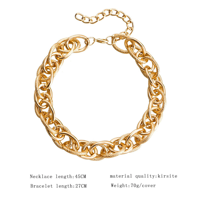 Lady Solid Color Metal Plating Gold Plated Unisex Bracelets Necklace