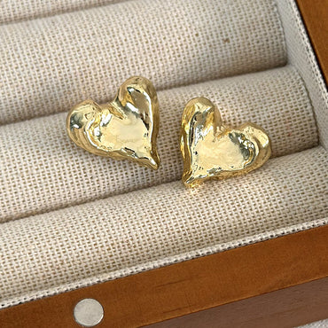 1 Pair Streetwear Heart Shape Alloy Ear Studs