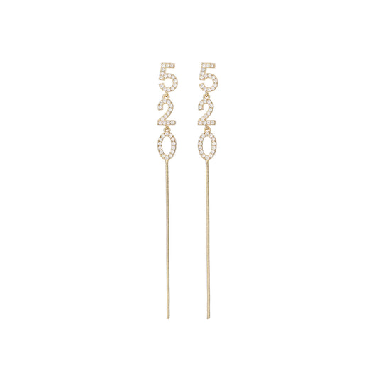 1 Pair Simple Style Number Inlay Copper Zircon Drop Earrings