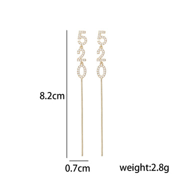 1 Pair Simple Style Number Inlay Copper Zircon Drop Earrings