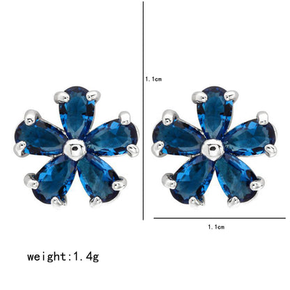 1 Pair Simple Style Flower Plating Inlay Copper Zircon White Gold Plated Ear Studs