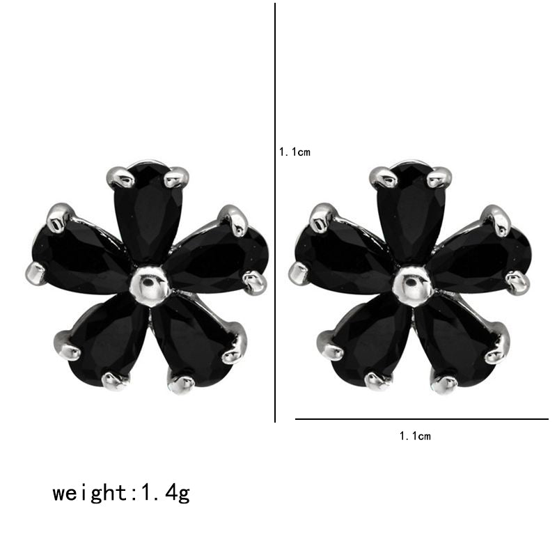 1 Pair Simple Style Flower Plating Inlay Copper Zircon White Gold Plated Ear Studs