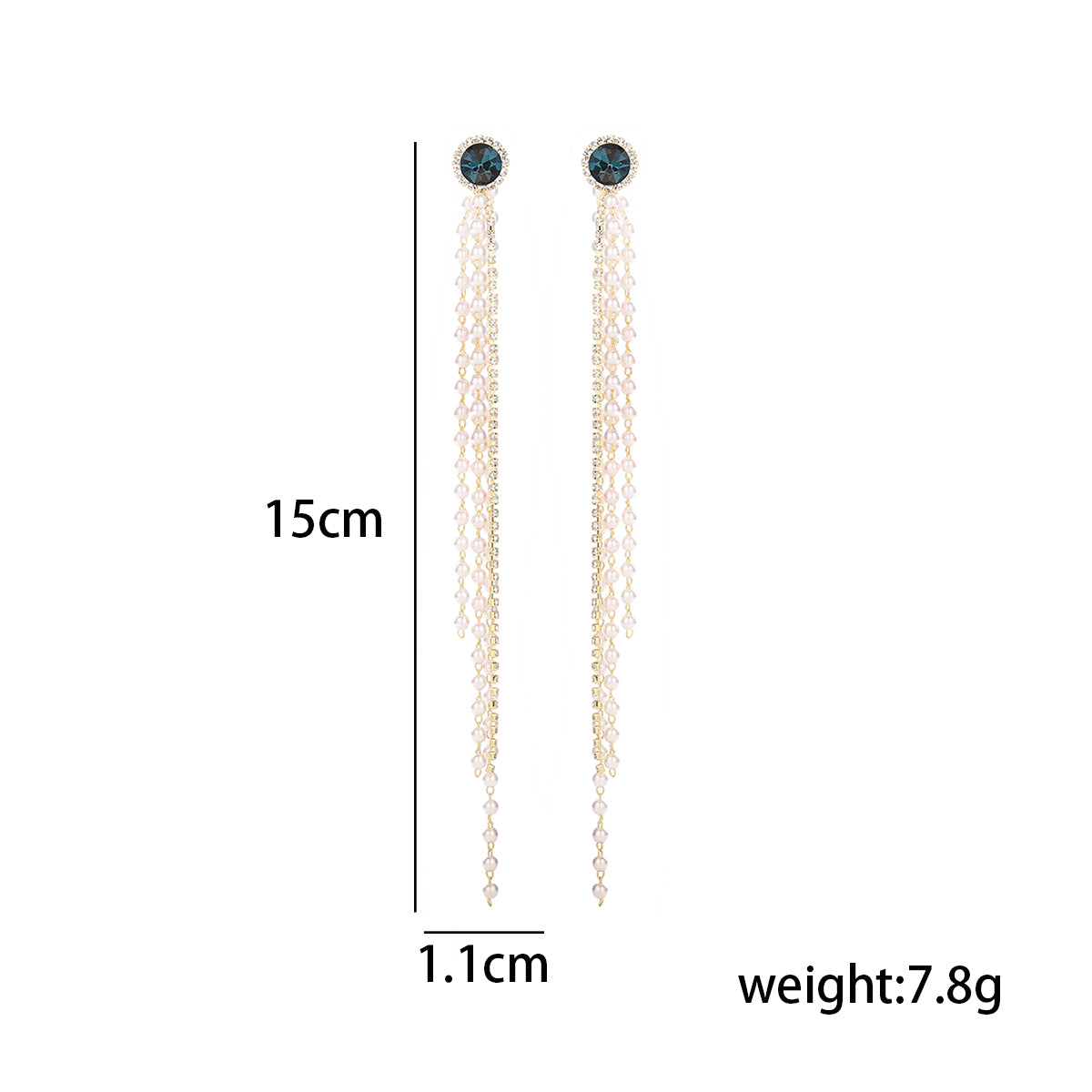 1 Pair Simple Style Round Tassel Pearl Inlay Copper Zircon Drop Earrings