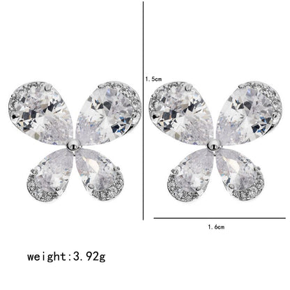 1 Pair Simple Style Butterfly Plating Inlay Copper Zircon White Gold Plated Ear Studs