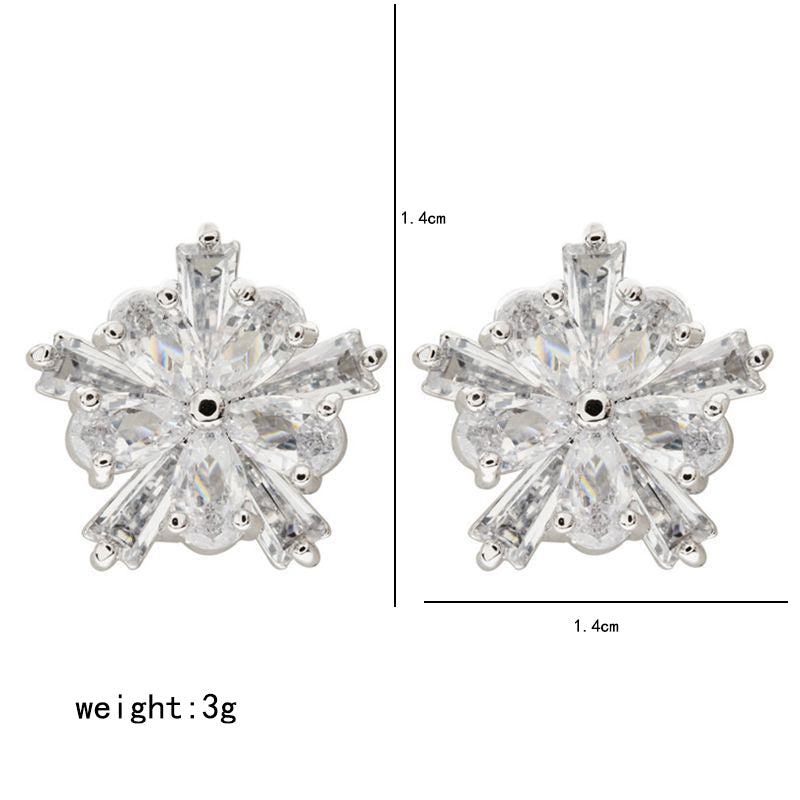 1 Pair Simple Style Classic Style Flower Plating Inlay Copper Zircon White Gold Plated Ear Studs