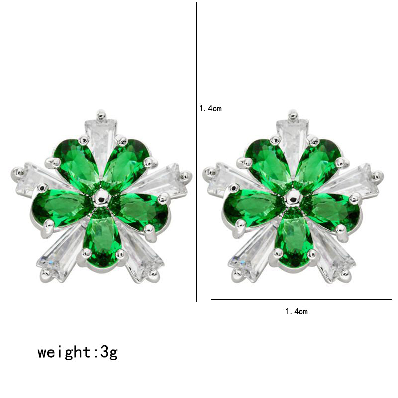 1 Pair Simple Style Classic Style Flower Plating Inlay Copper Zircon White Gold Plated Ear Studs