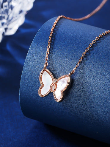 Simple Style Butterfly Copper Plating Inlay Shell 18k Gold Plated Rose Gold Plated White Gold Plated Necklace