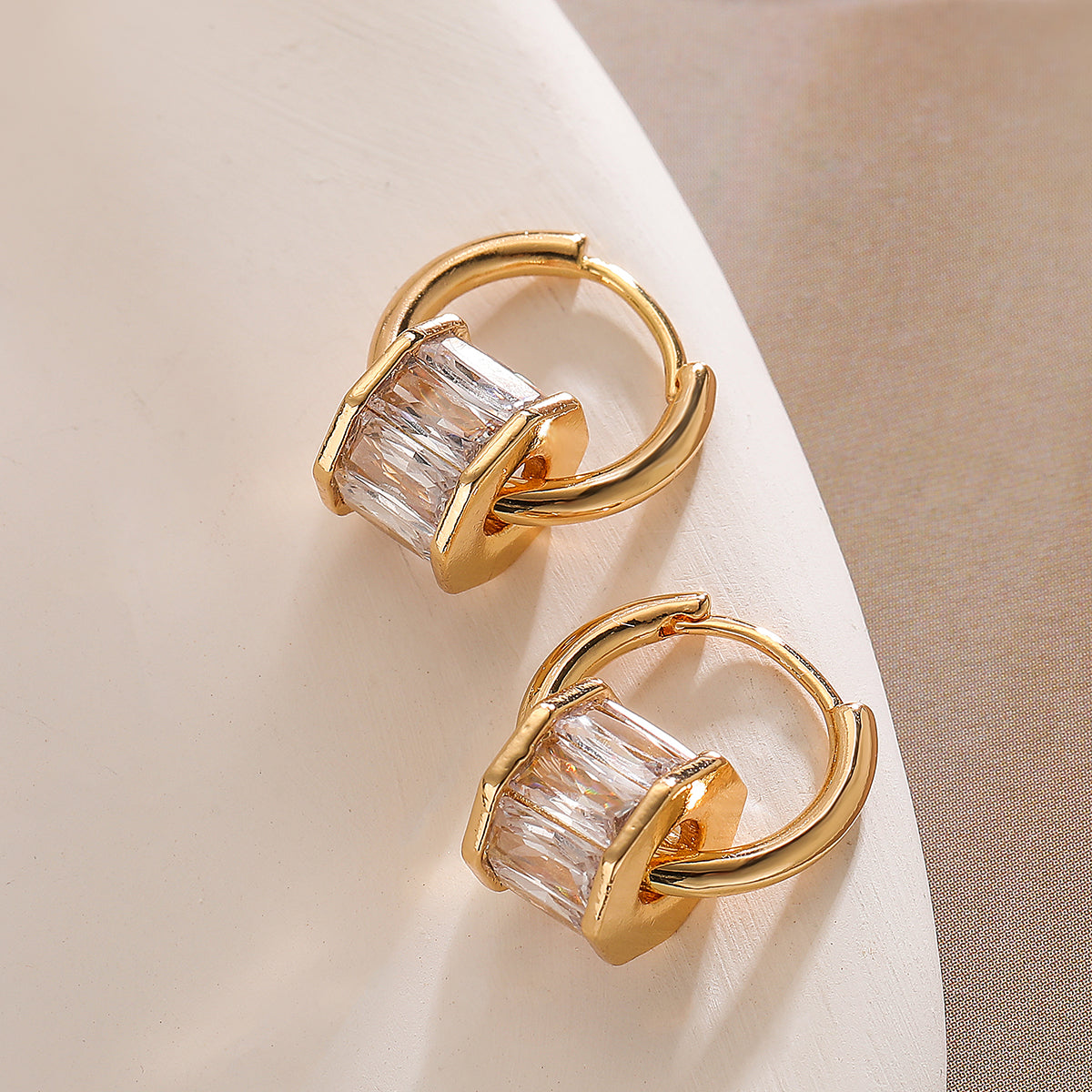 1 Pair Simple Style Commute Solid Color Plating Inlay Copper Zircon 18k Gold Plated Earrings