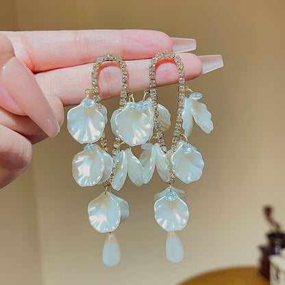 1 Pair Simple Style Classic Style Flower Inlay Copper Zircon Drop Earrings