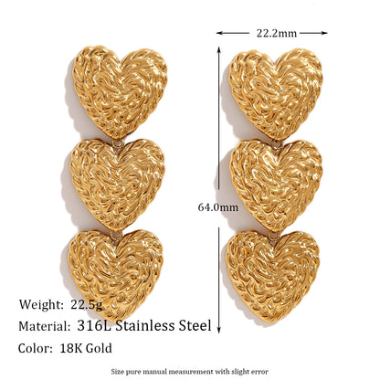 Vintage Style Simple Style Classic Style Heart Shape Stainless Steel Plating 18k Gold Plated Bracelets Earrings