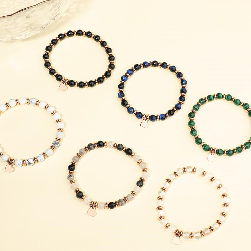 Casual Simple Style Color Block Stainless Steel Titanium Steel Beaded Plating Rose Gold Plated Bracelets