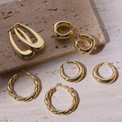 1 Pair Simple Style Round Plating Stainless Steel 18k Gold Plated Earrings