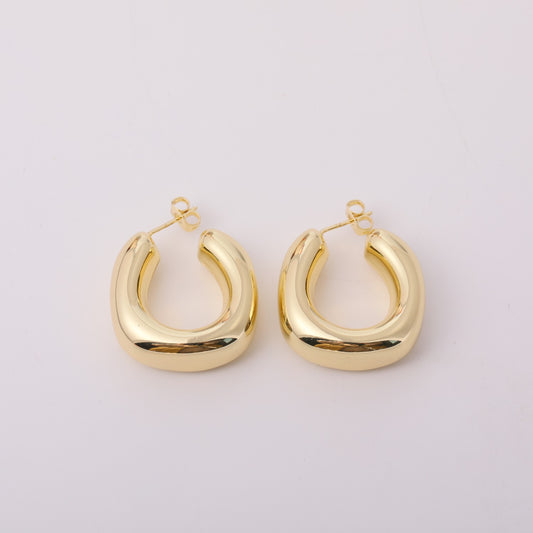 1 Pair Simple Style Round Plating Stainless Steel 18k Gold Plated Earrings