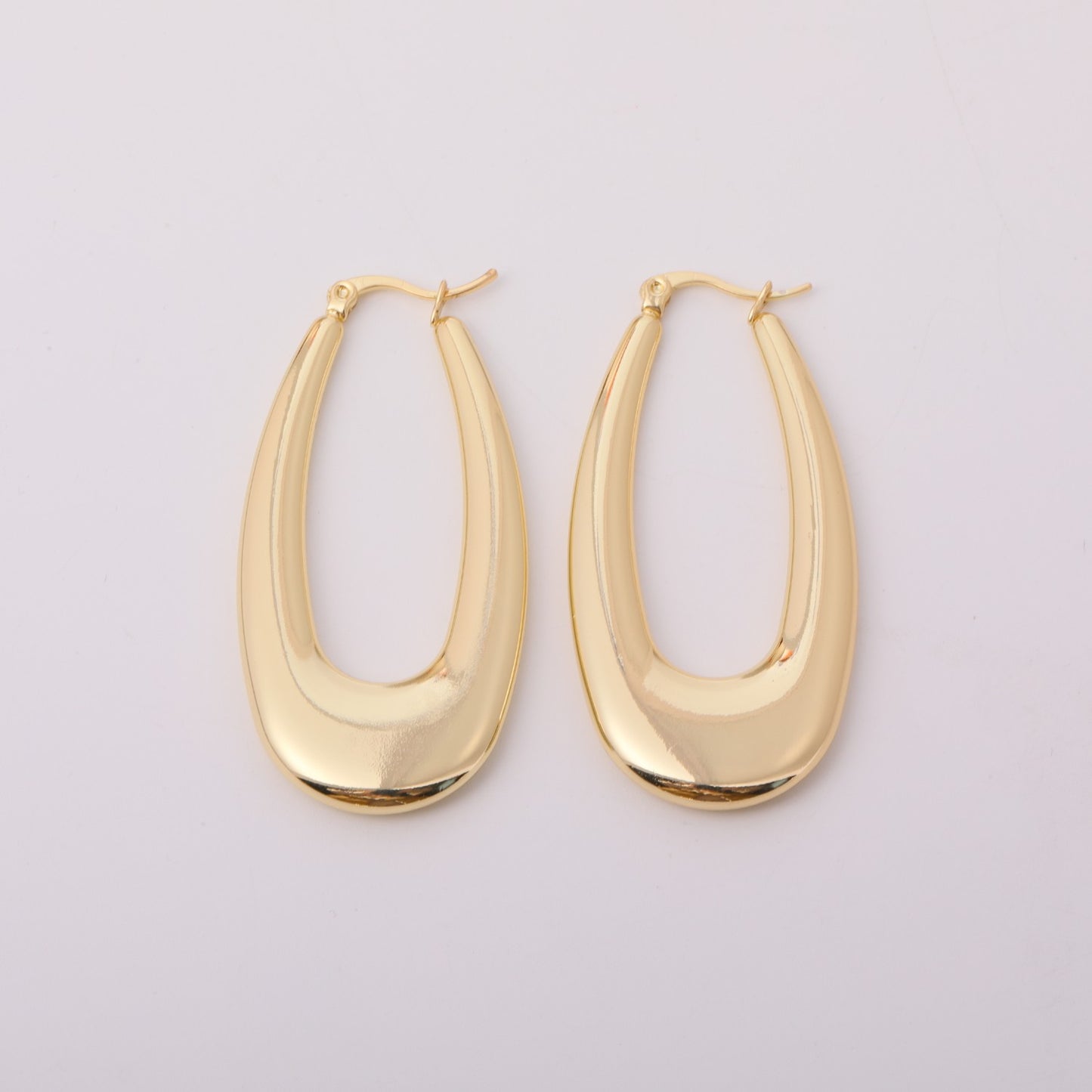 1 Pair Simple Style Round Plating Stainless Steel 18k Gold Plated Earrings