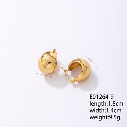 1 Pair Simple Style Geometric Oval Polishing Plating Stainless Steel Gold Plated Ear Studs