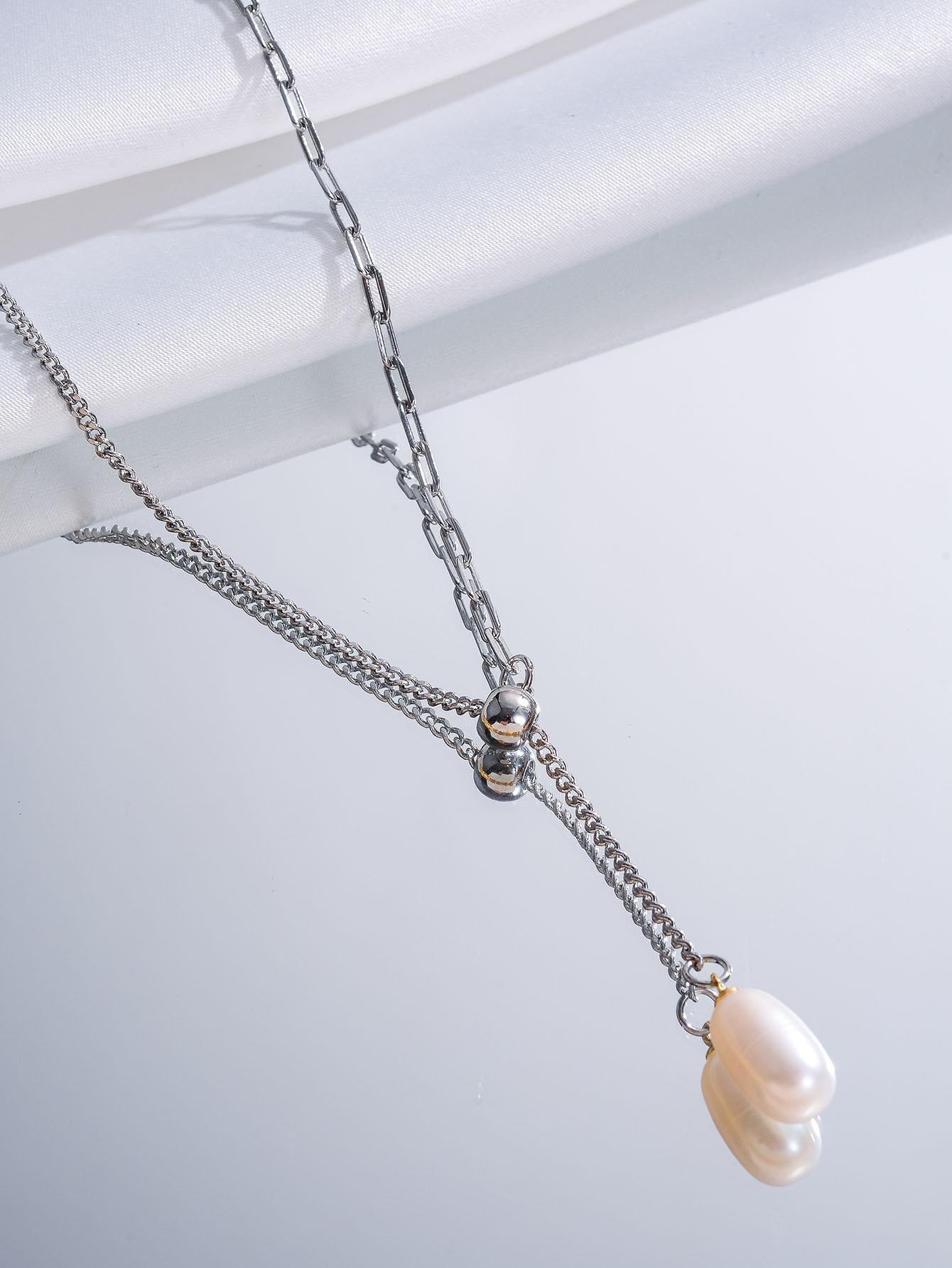 Elegant Original Design Solid Color Artificial Pearl Copper Plating 18k Gold Plated Silver Plated Necklace