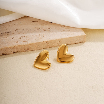 1 Pair Ig Style Simple Style Heart Shape Polishing Plating Copper Ear Studs