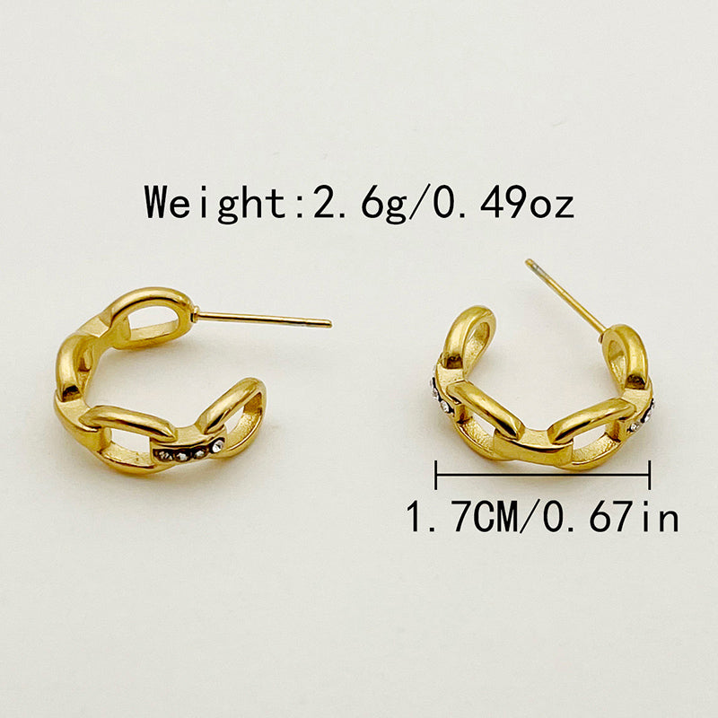 1 Pair Modern Style Commute C Shape Plating Inlay Stainless Steel Zircon Gold Plated Earrings