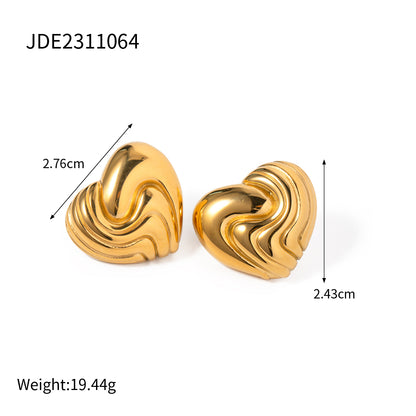 1 Pair Ig Style Heart Shape Plating Stainless Steel 18k Gold Plated Ear Studs