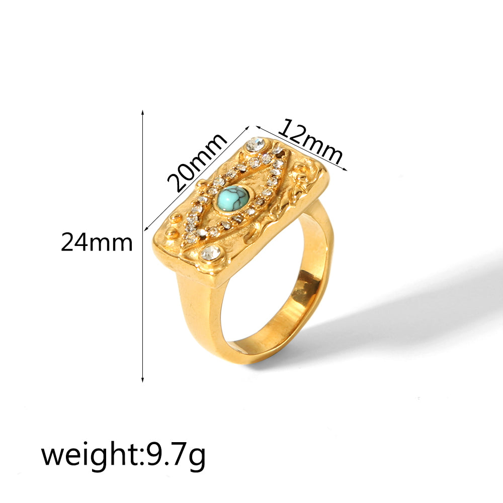 Simple Style Star Moon Eye Stainless Steel Polishing Plating Inlay Natural Stone Zircon 18k Gold Plated Rings